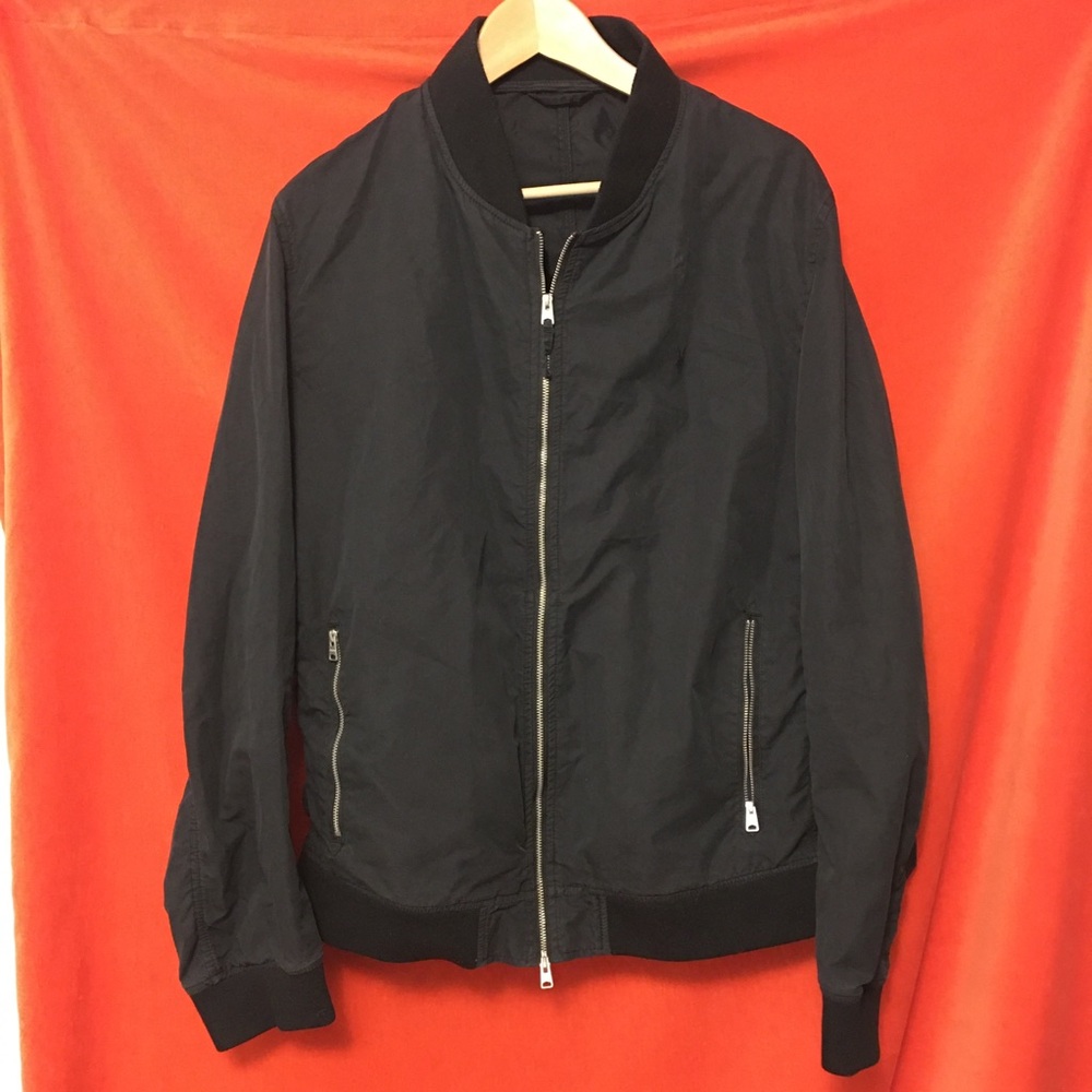 Allsaints men’s basset bomber jacket black cotton blend size xxl